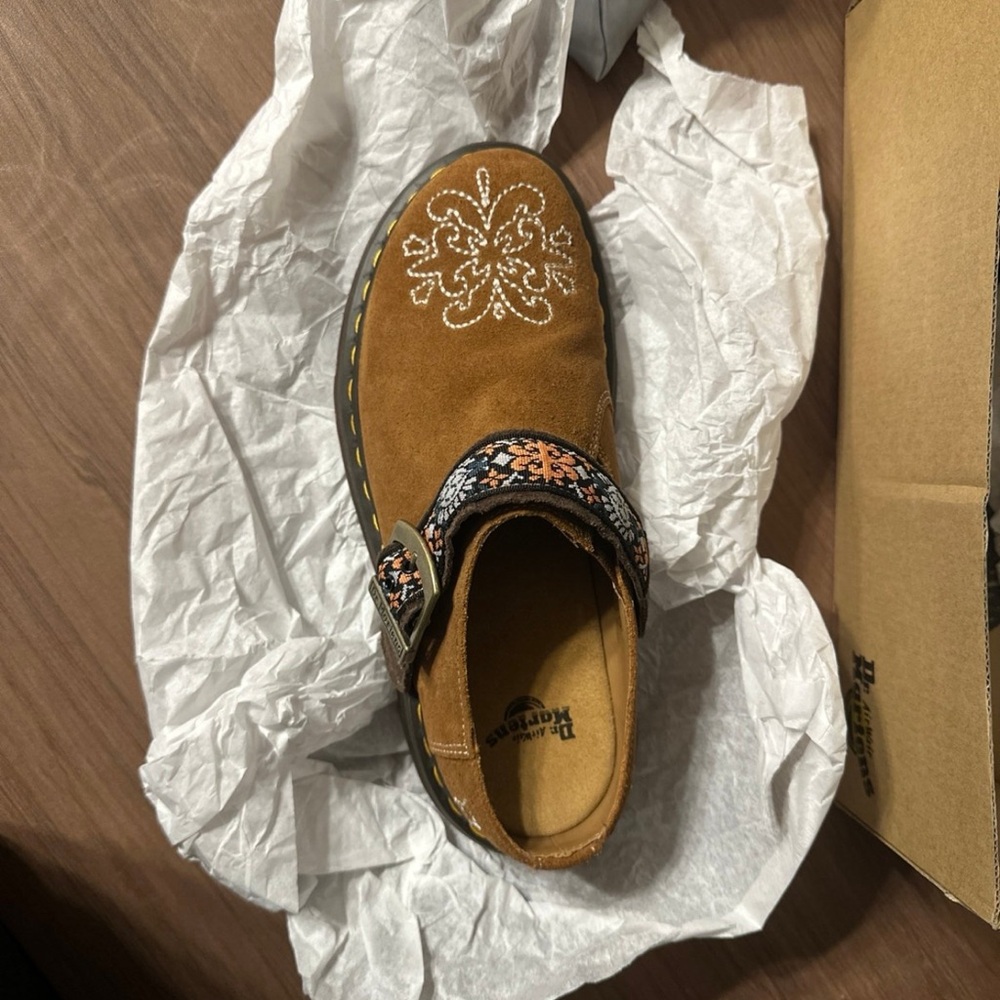 Dr. Martens suede Isham web strap mules size 6M/7W - Picture 2 of 6